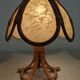 Lotus flower bedside lamp in skin and rattan from the 60s/70s