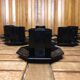 Série de 6 tasses & sous tasses esso collection noire france vintage #a538