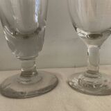 8 old blown and different foot wine glasses