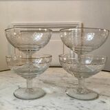 Set of 4 wide glasses of champagne in crystalline 60s