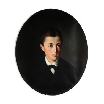 Portrait of a young man late XIX century oil beginning XX century