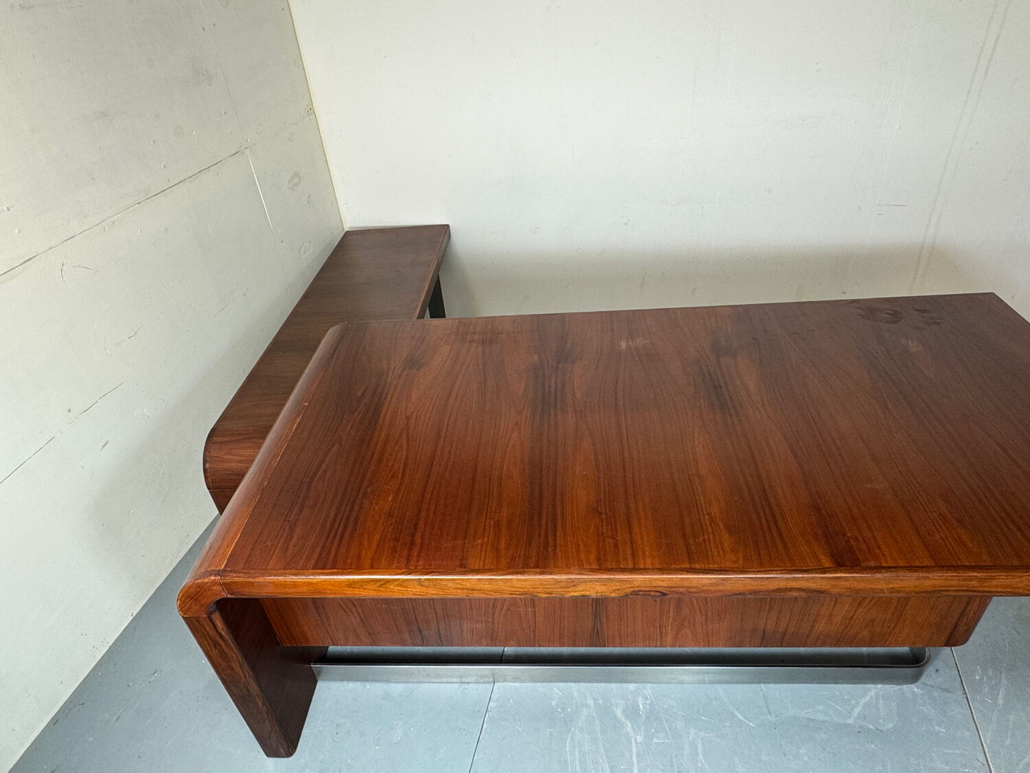 Vintage Danish design mid century wood steel Sibast executive desk