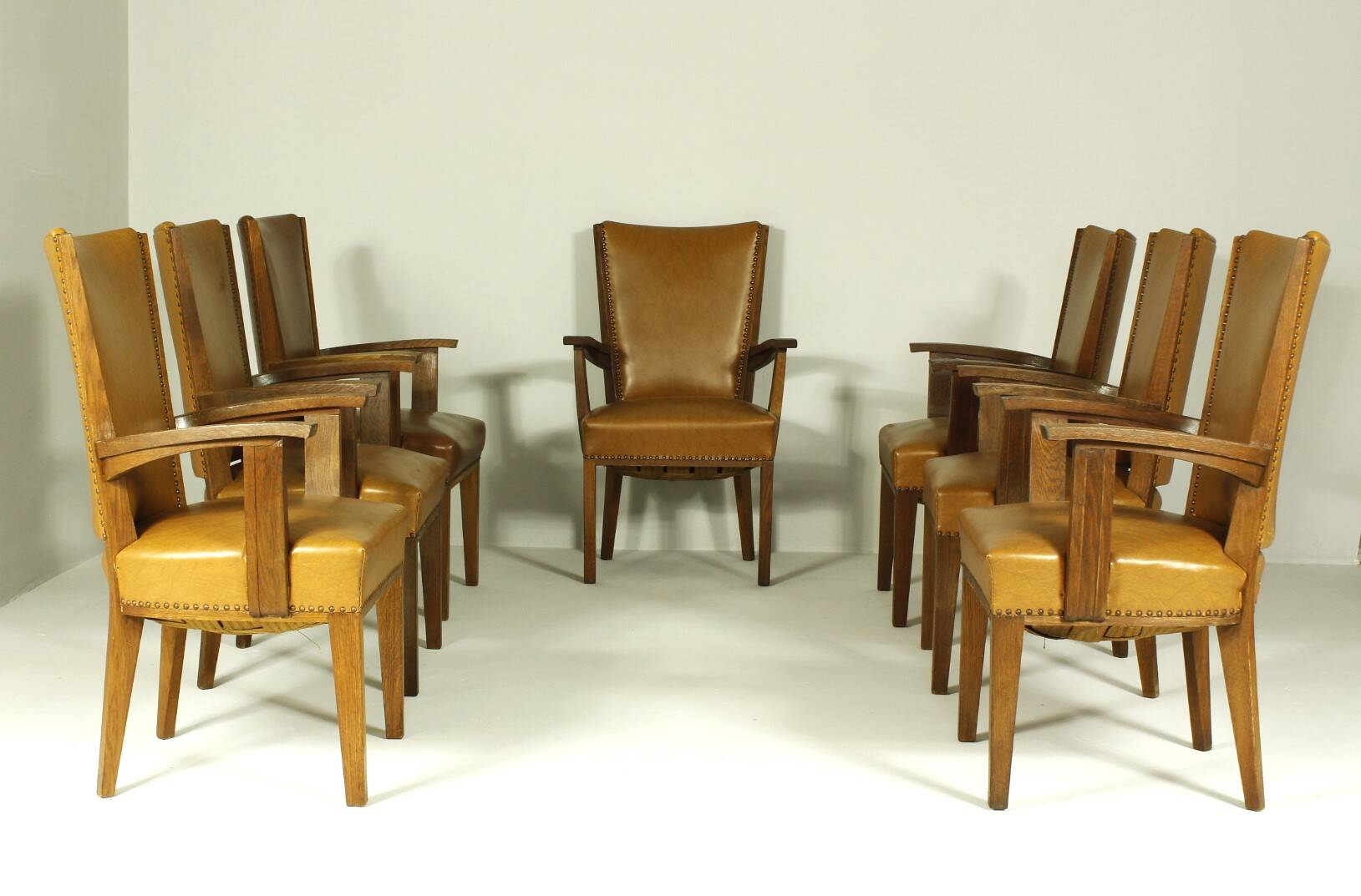 Armchairs by H. Wouda for H. Pander & Zn., 1920s, Set of 7