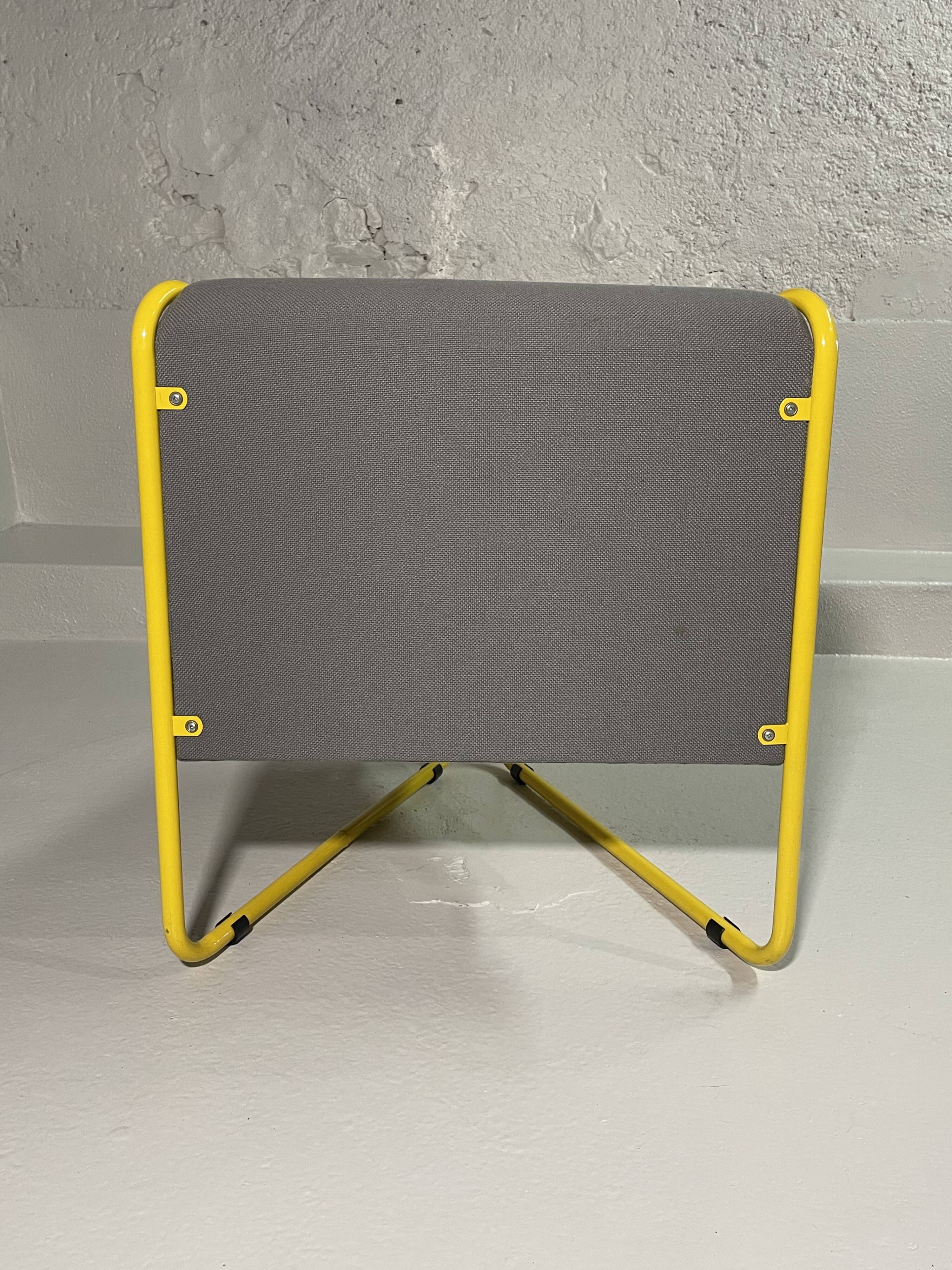 Modular tubular bench in yellow & grey fabric