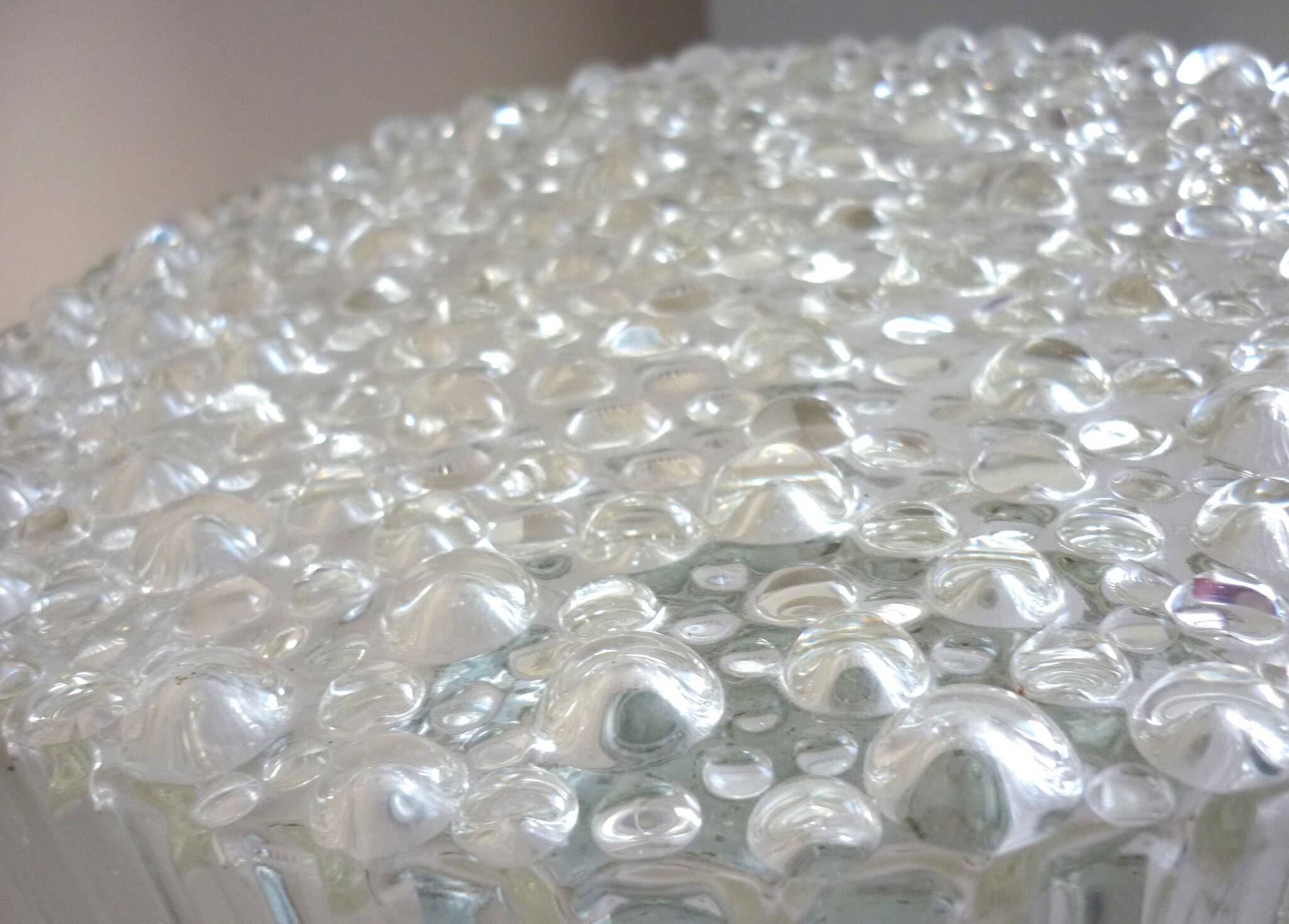 Large round ceiling light, molded glass wall light, thick, Helena Tynell, 1960s