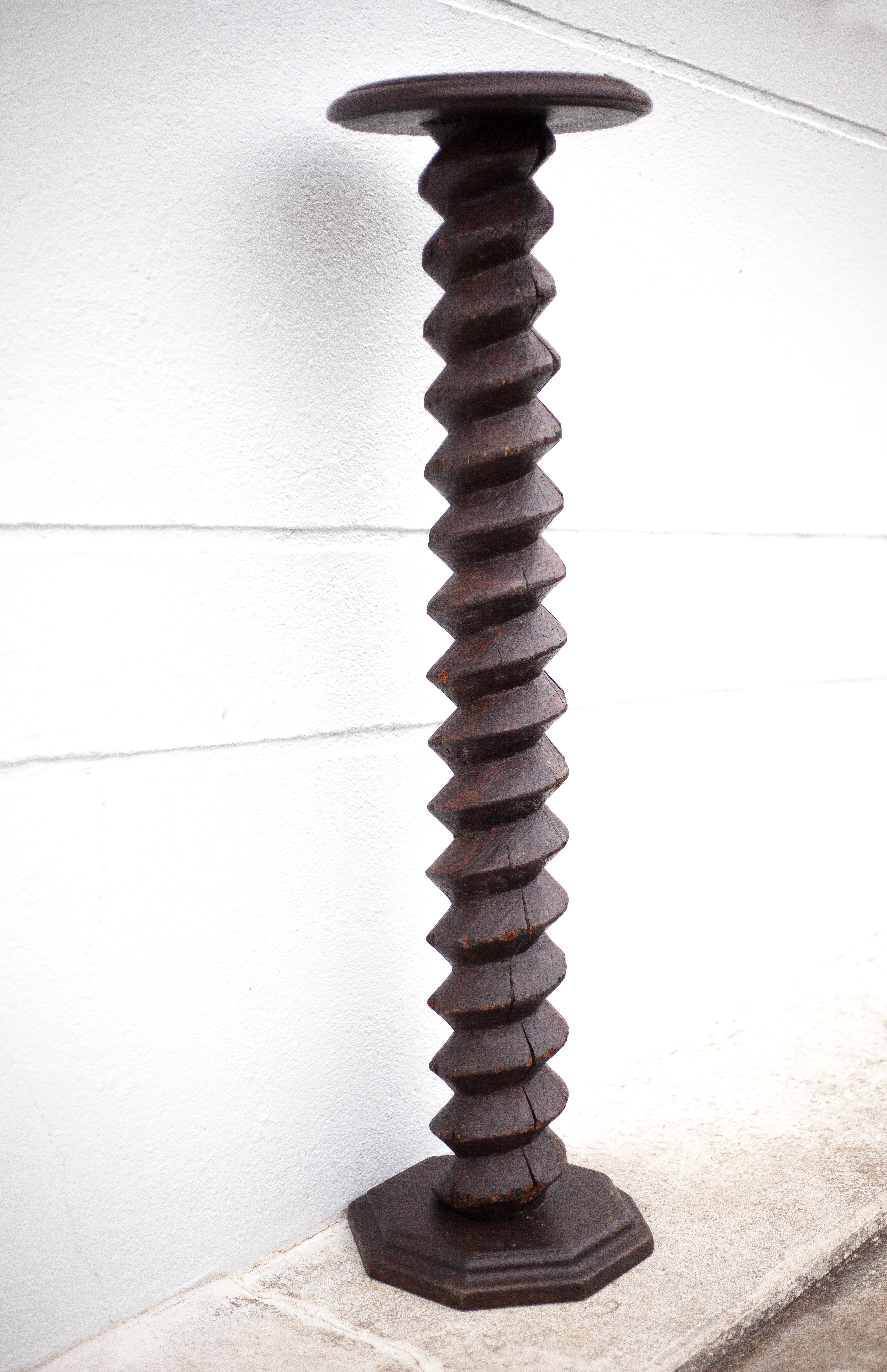 Pair of old wooden harness press screws