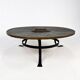 Large brutalist steel and slate coffee table, 1960s