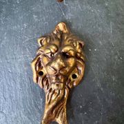 4 lion coat hooks in solid brass Art Nouveau
