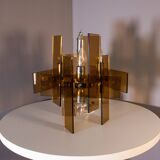 Orange glass lamps, six bulbs each