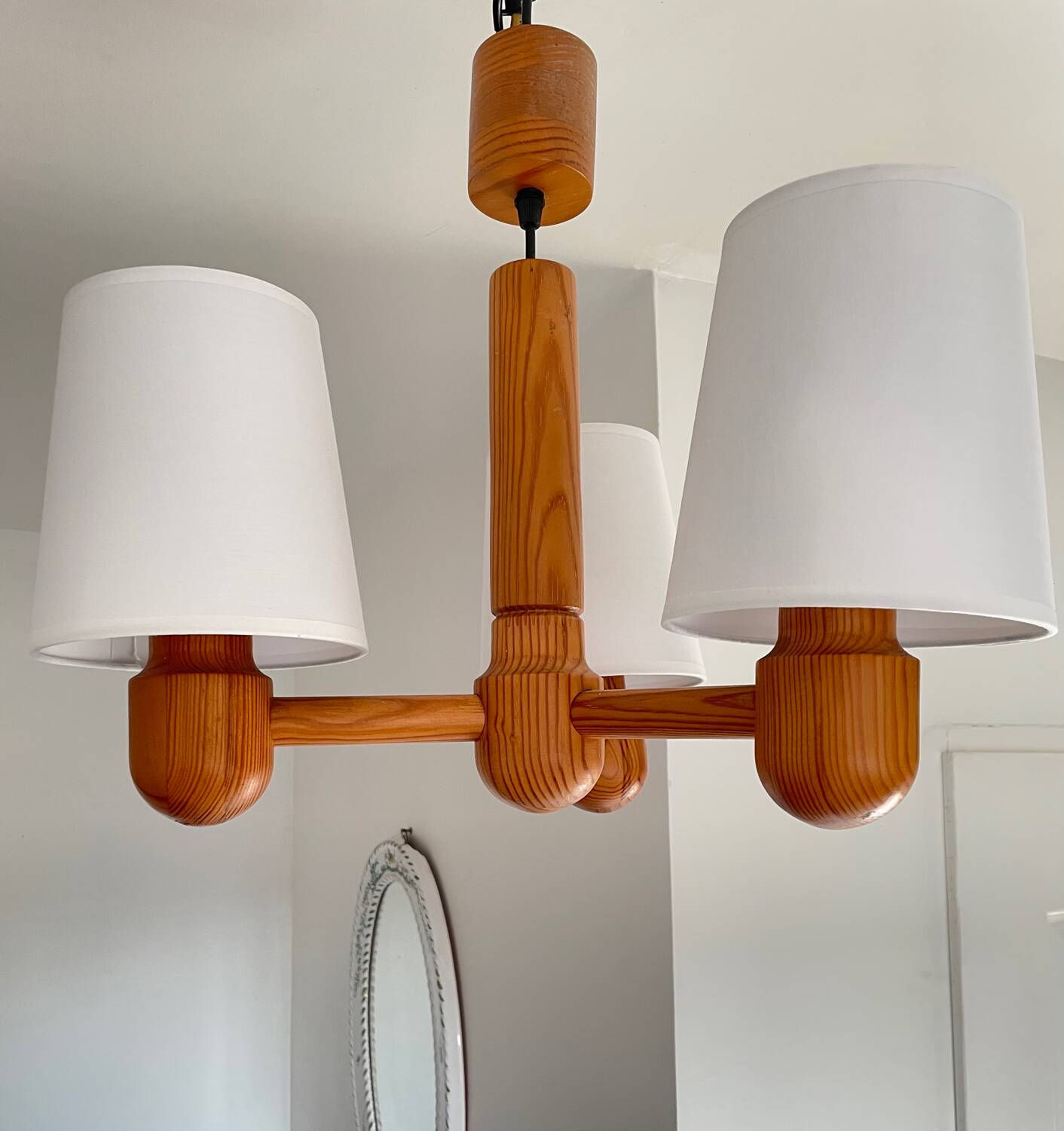 70’s Scandinavian pine wood chandelier