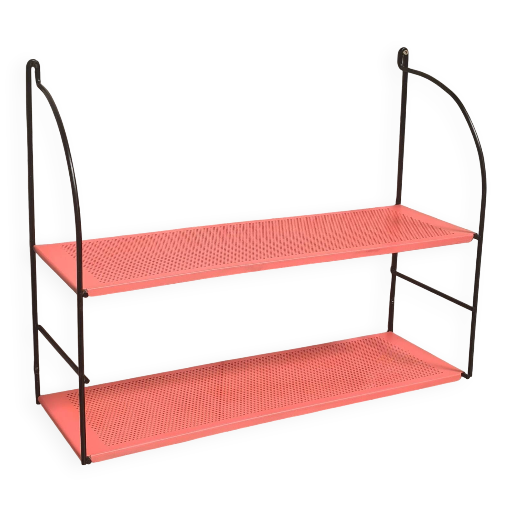 vintage perforated sheet metal shelf