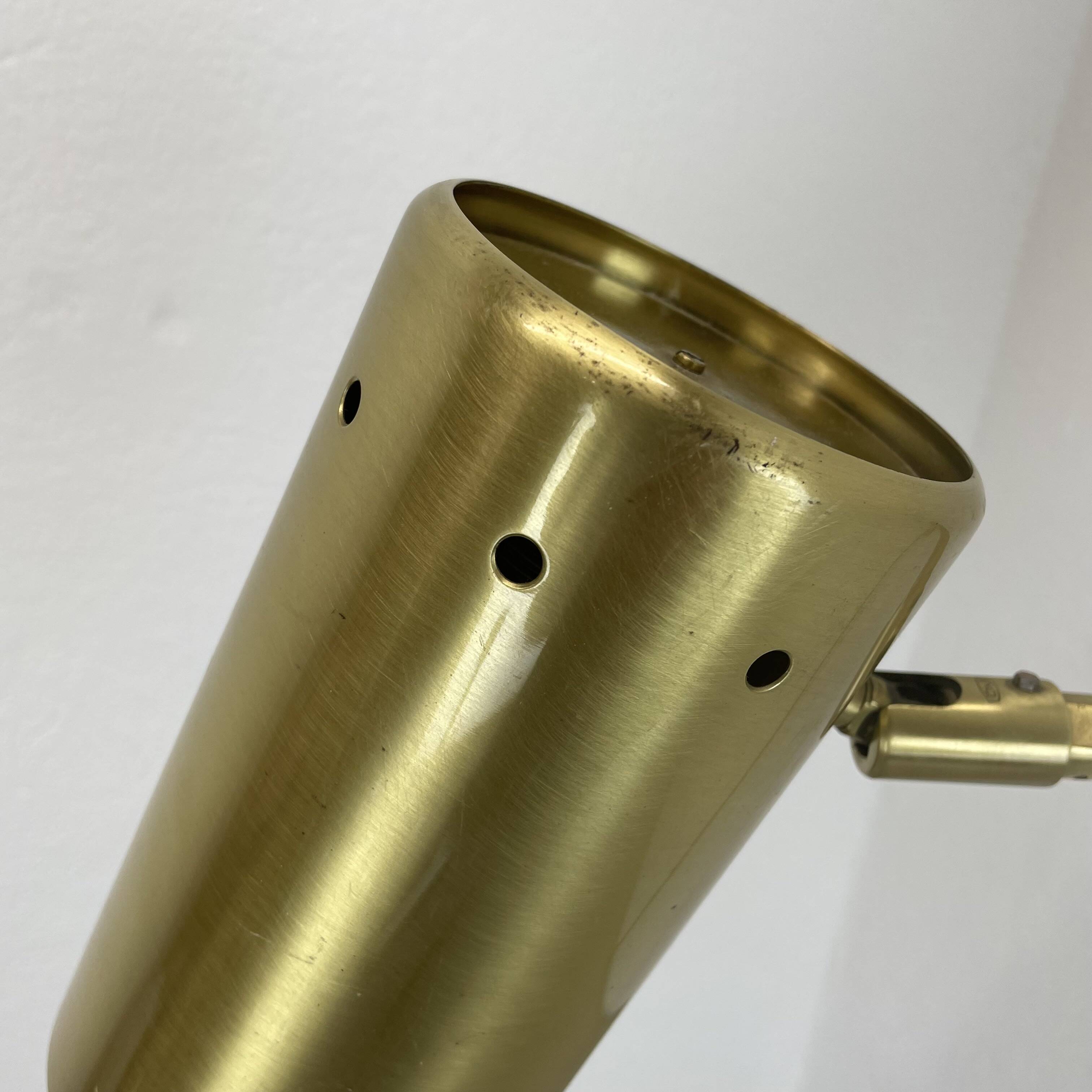 rare adjustable solid Brass Stilnovo Style Theatre spot Wall Light, Italy