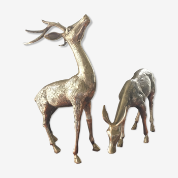 Couple of brass deer and deer H59