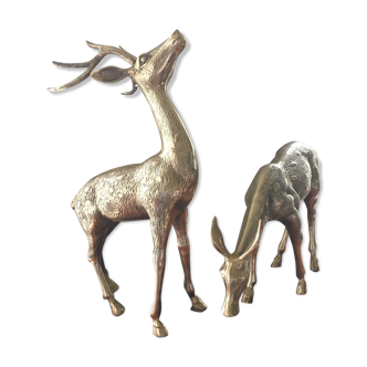 Couple de biche et de cerf en laiton H59