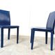 Vintage blue leather dining chairs by Arper Italy, 1980s
