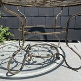 Table fer forgé et verre harmonie