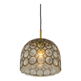 Glass and iron hanging lamp by Limburg, Germany, 1960s