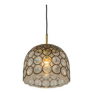 Glass and iron hanging lamp by Limburg, Germany, 1960s