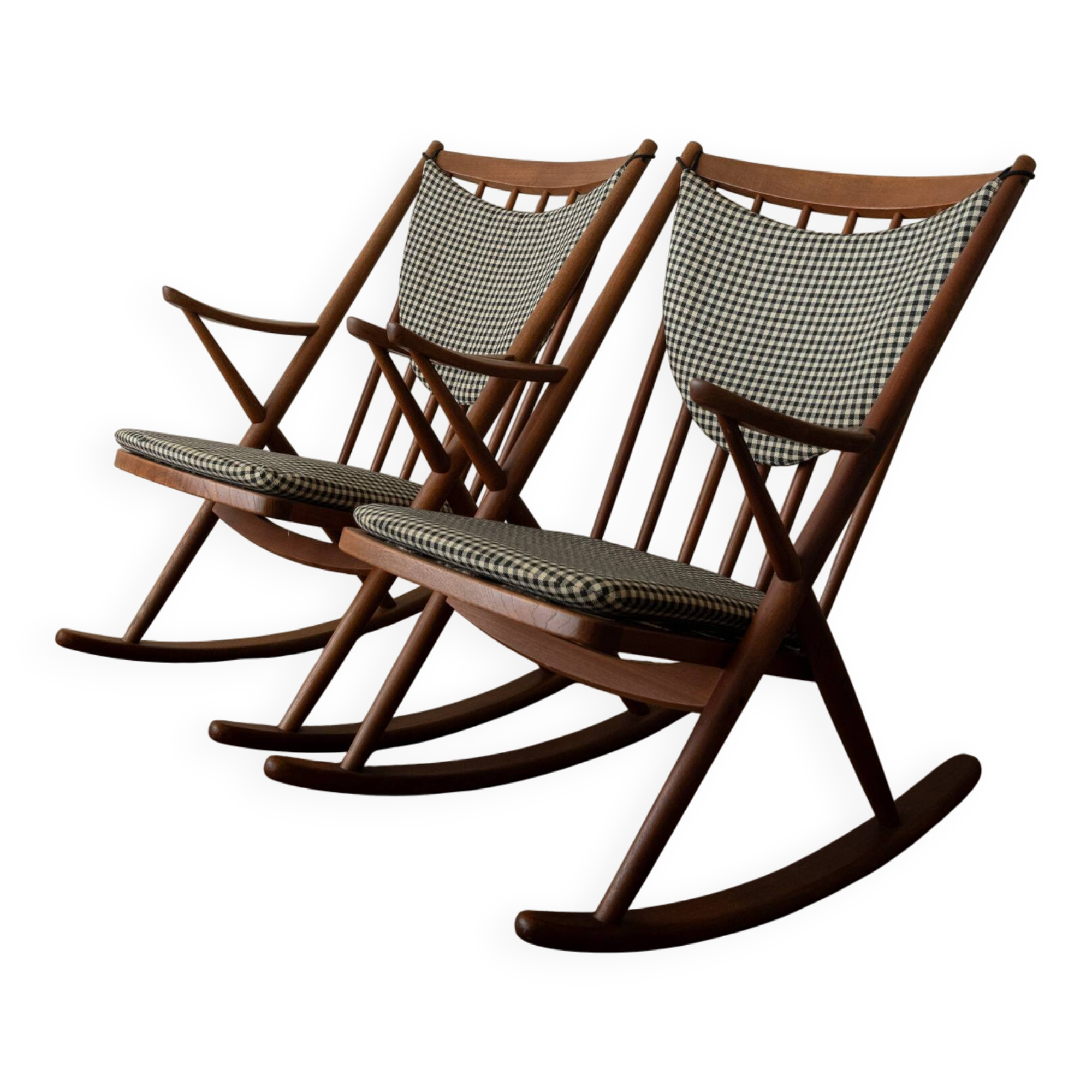 Vintage Teak Rocking Chairs Model 182 Frank Reenskaug Bramin, 1950s, Set 2