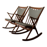 Chaises berçantes en teck vintage modèle 182 Frank Reenskaug Bramin, années 1950, ensemble de 2