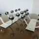 Wall coat rack 4 chrome hooks support in white lacquered metal 70s