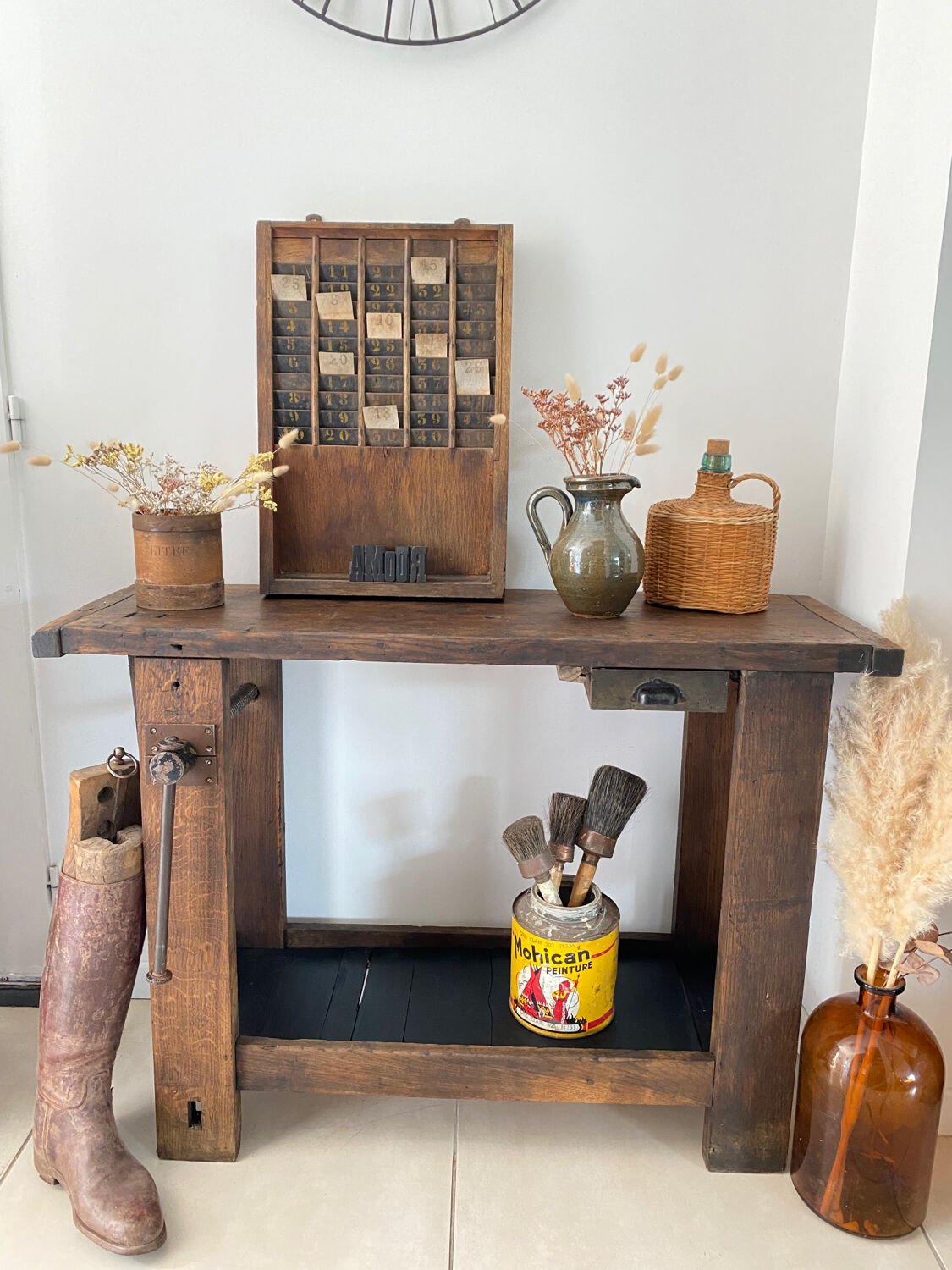 Old wooden workbench