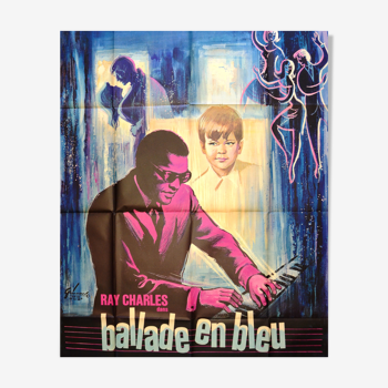 Affiche originale cinéma Musical " Ballade en Bleu " 1965 Ray Charles