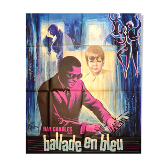 Affiche originale cinéma Musical " Ballade en Bleu " 1965 Ray Charles