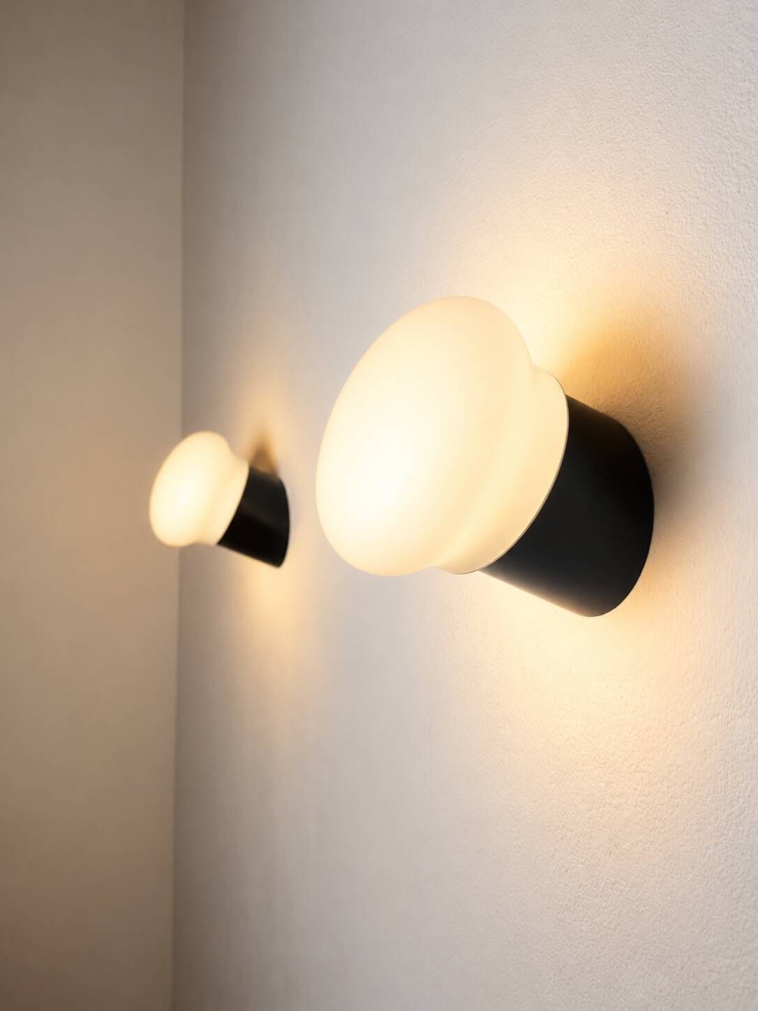 W-1809 Op-Art Wall Lamps In Opal Glass By Raak Amsterdam, The Netherlands 1970S