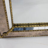 Miroir multi-facettes avec guirlandes en laiton, France, années 1970