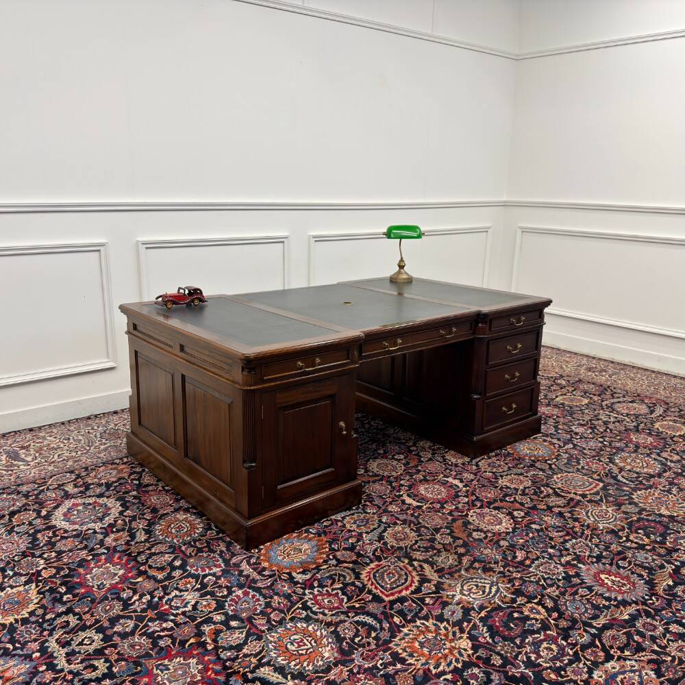 Large classic English Chesterfield partner desk