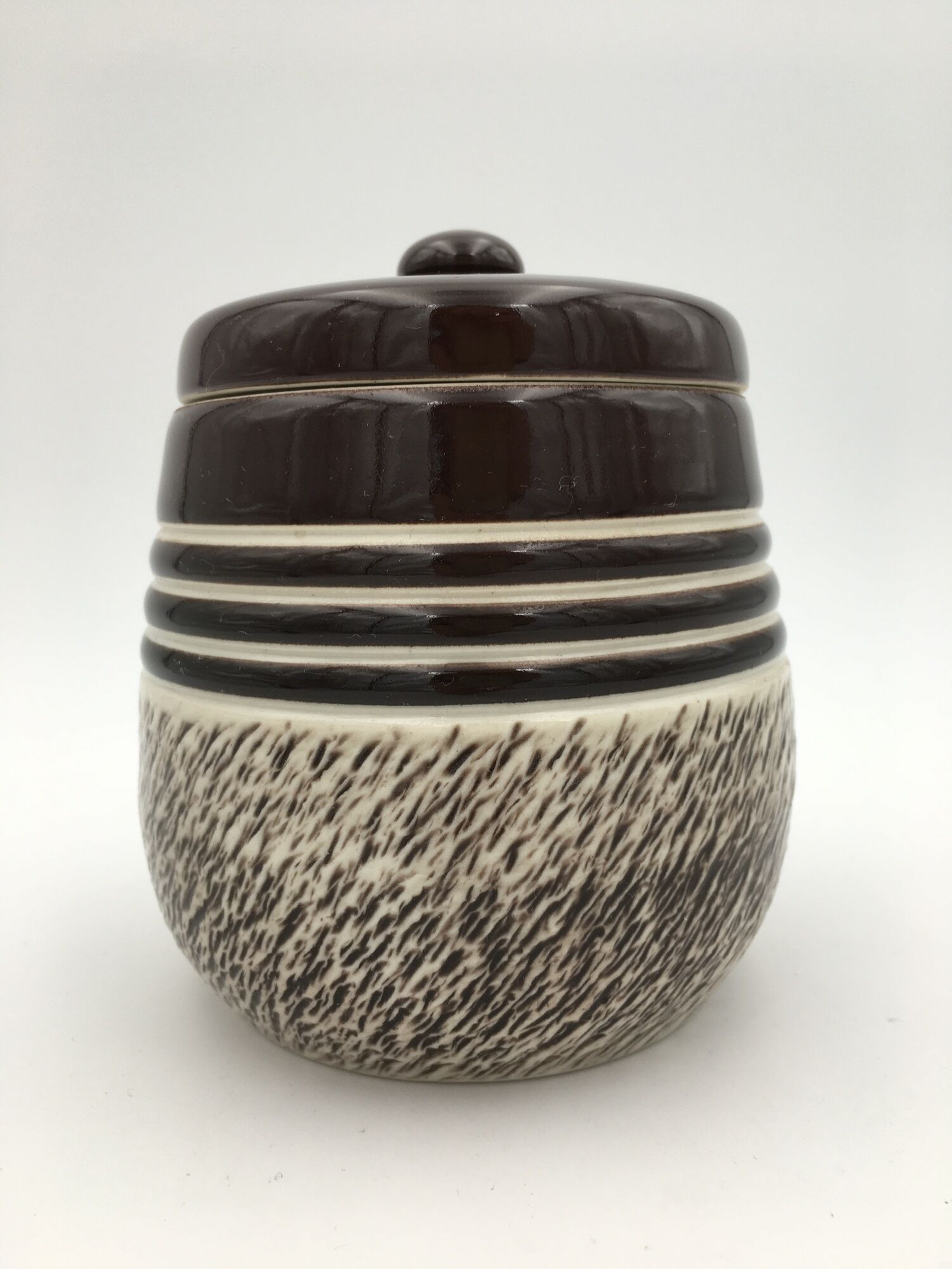 Lucien Brisdoux Enamelled sandstone covered pot with incised decoration, signed and numbered - 1940s-1950s