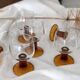 6 Amber stemmed glasses an'70
