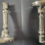 Antique silver-plated candlesticks in classic style