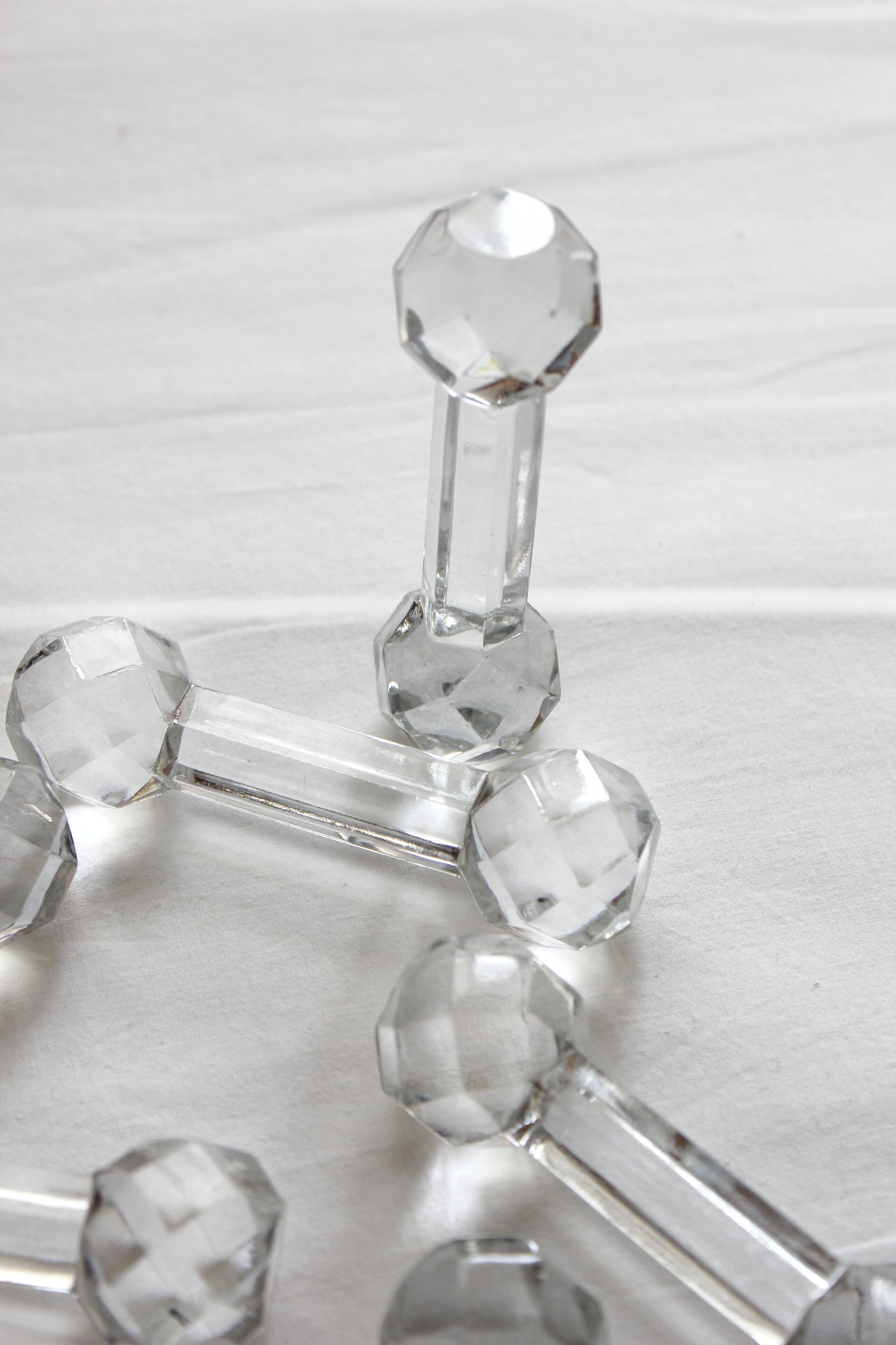 11 vintage faceted crystal knife holders