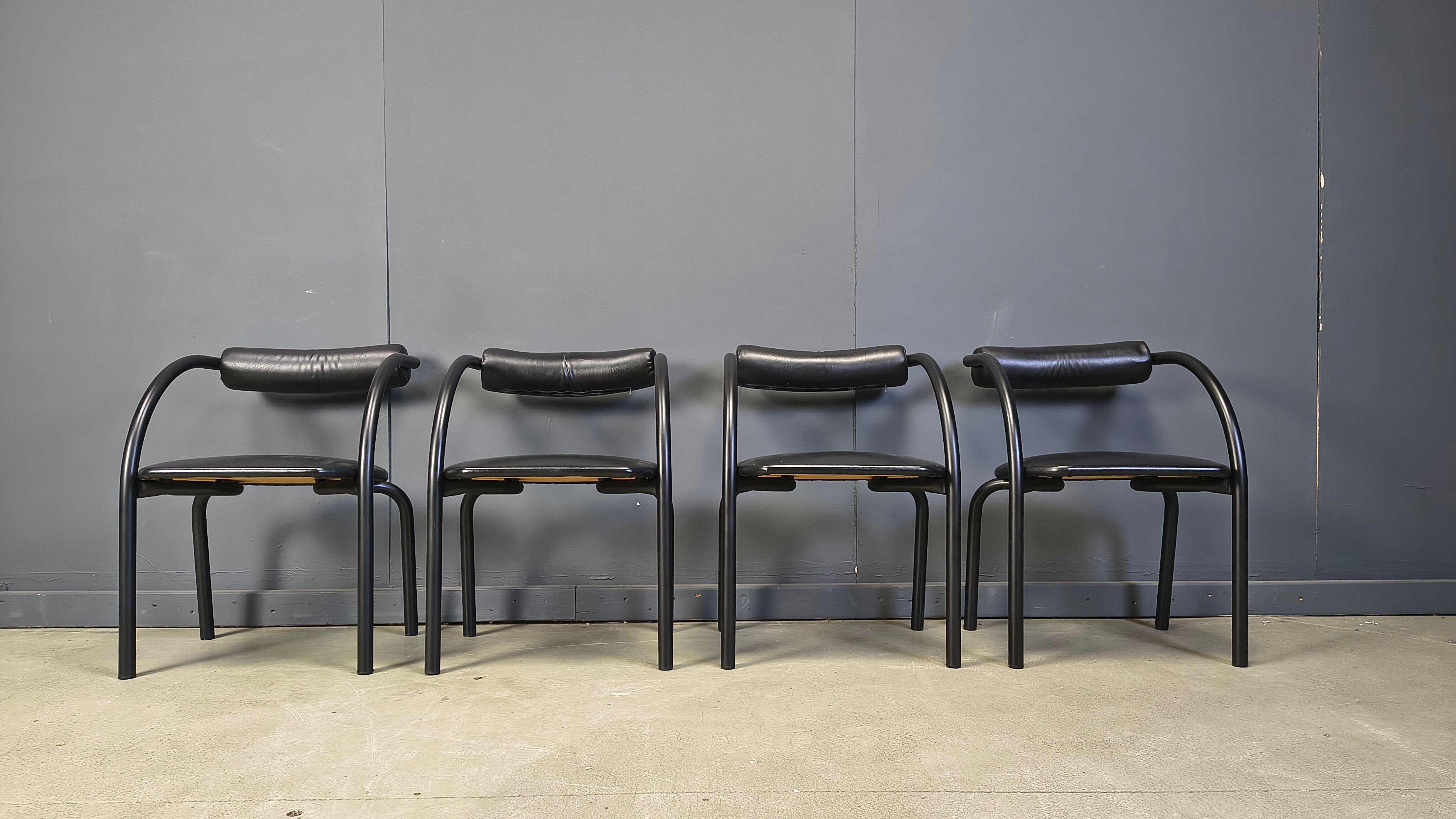 Postmodern dining chairs, 1980s, set of 4