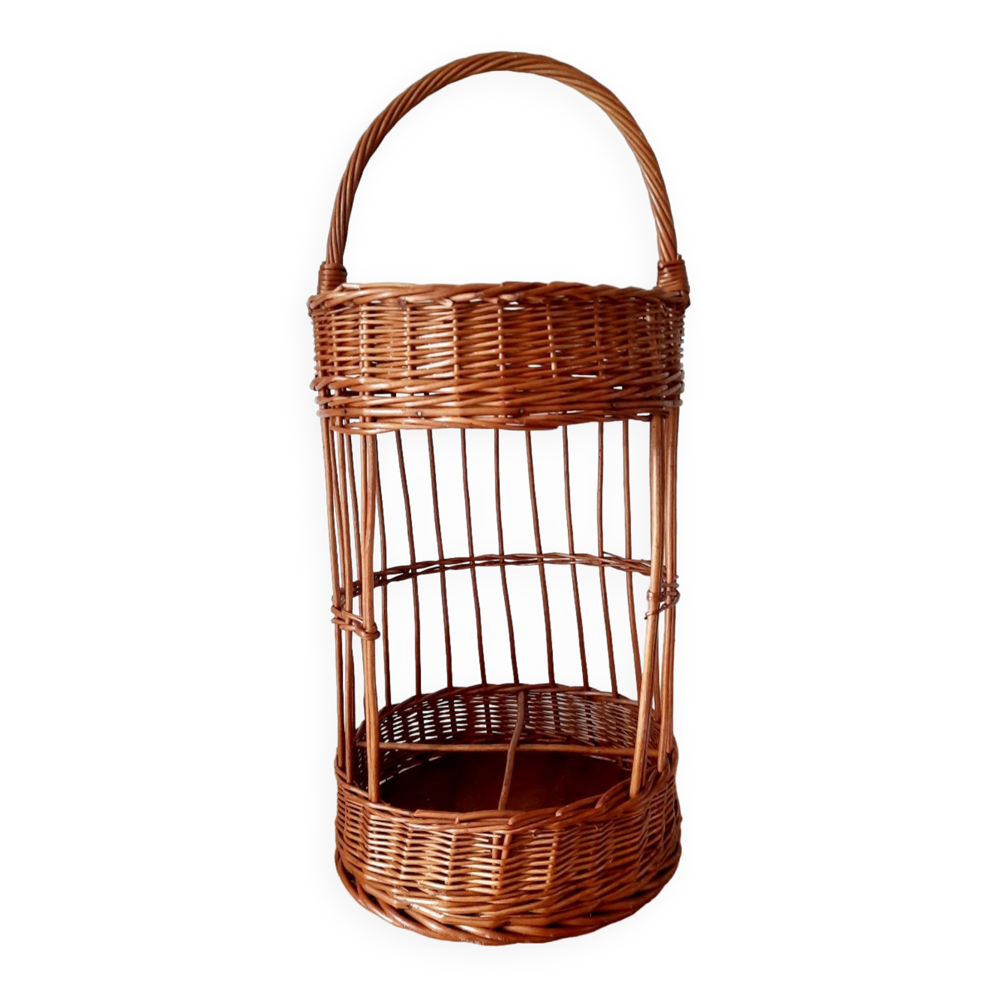 Vintage wicker bottle holder