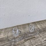 Pair of transparent glass candlesticks