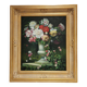 Painting / oil on canvas, Superb Bouquet of Flowers Medici Vase. Golden Frame