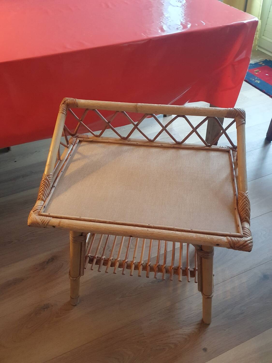 Rattan serving trolley