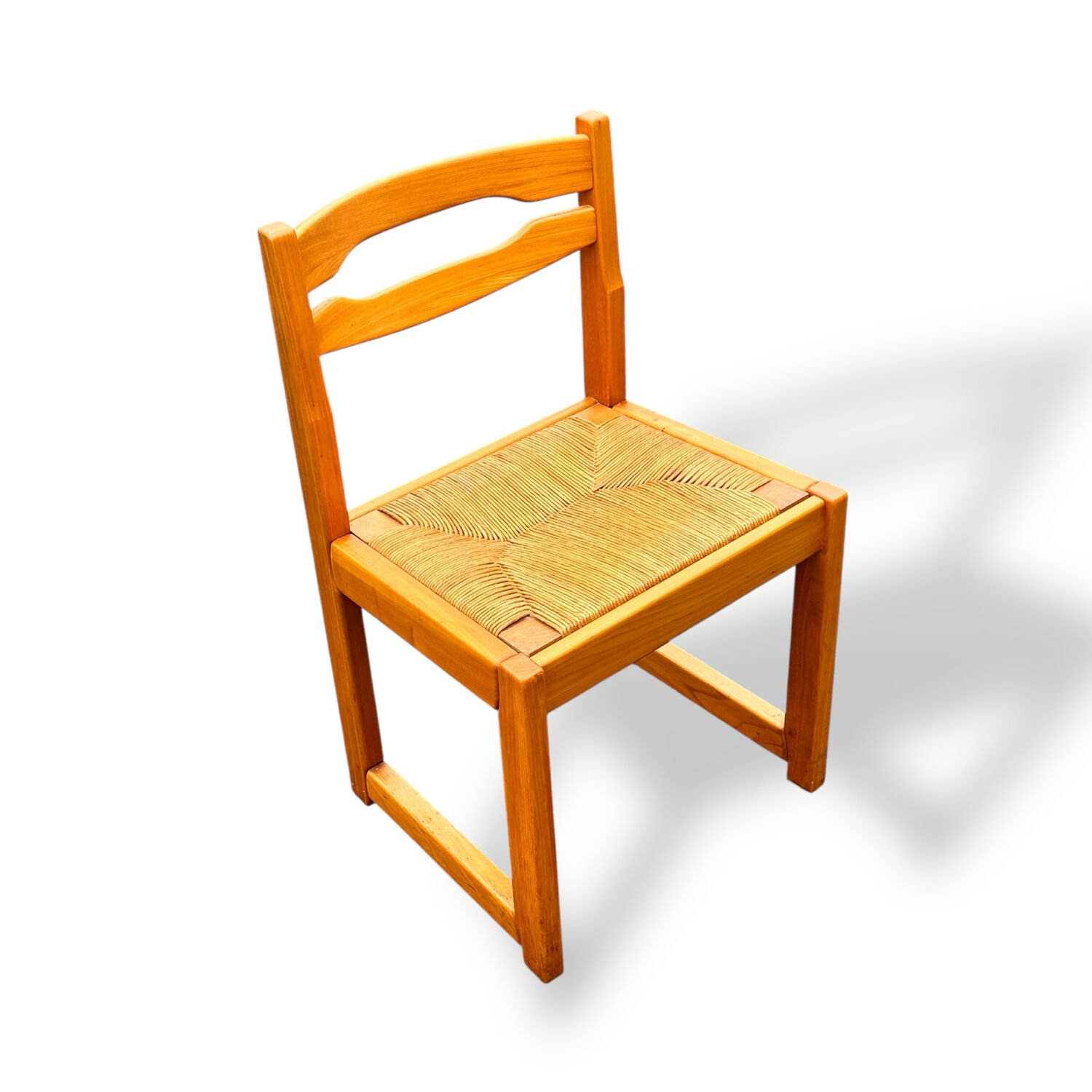 Set of 4 sleigh chairs in elm and straw Maison Regain