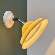 Vintage lampshade in yellow opaline with silver trim.