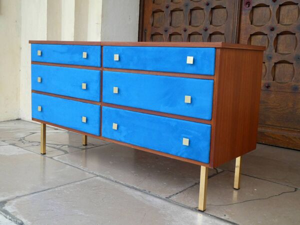 commode/coiffeuse en teck & suédine, 1950