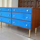 Teak and suede chest of drawers/dressing table, 1950