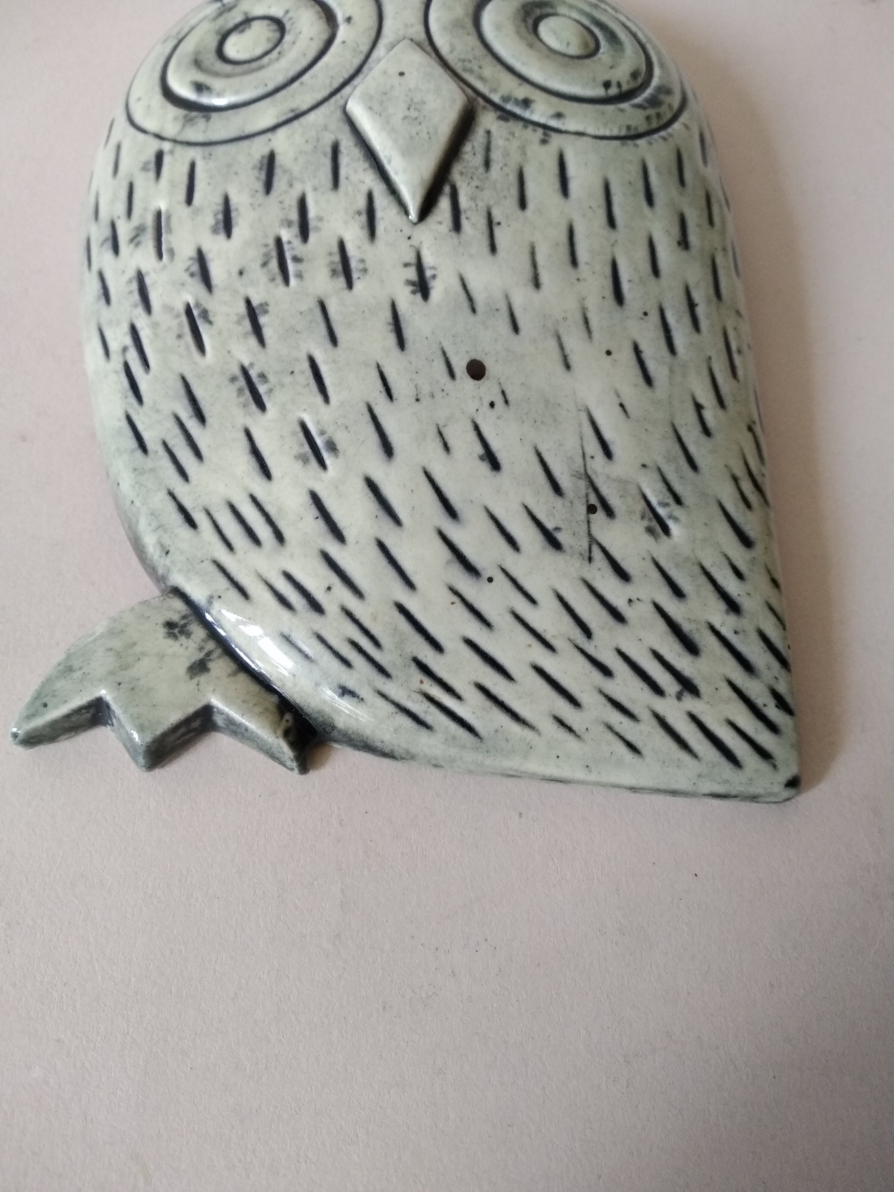 Owl in ceramic 60s signed Jean Varoqueaux