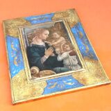 Polychrome religious icon to hang The Virgin and Child