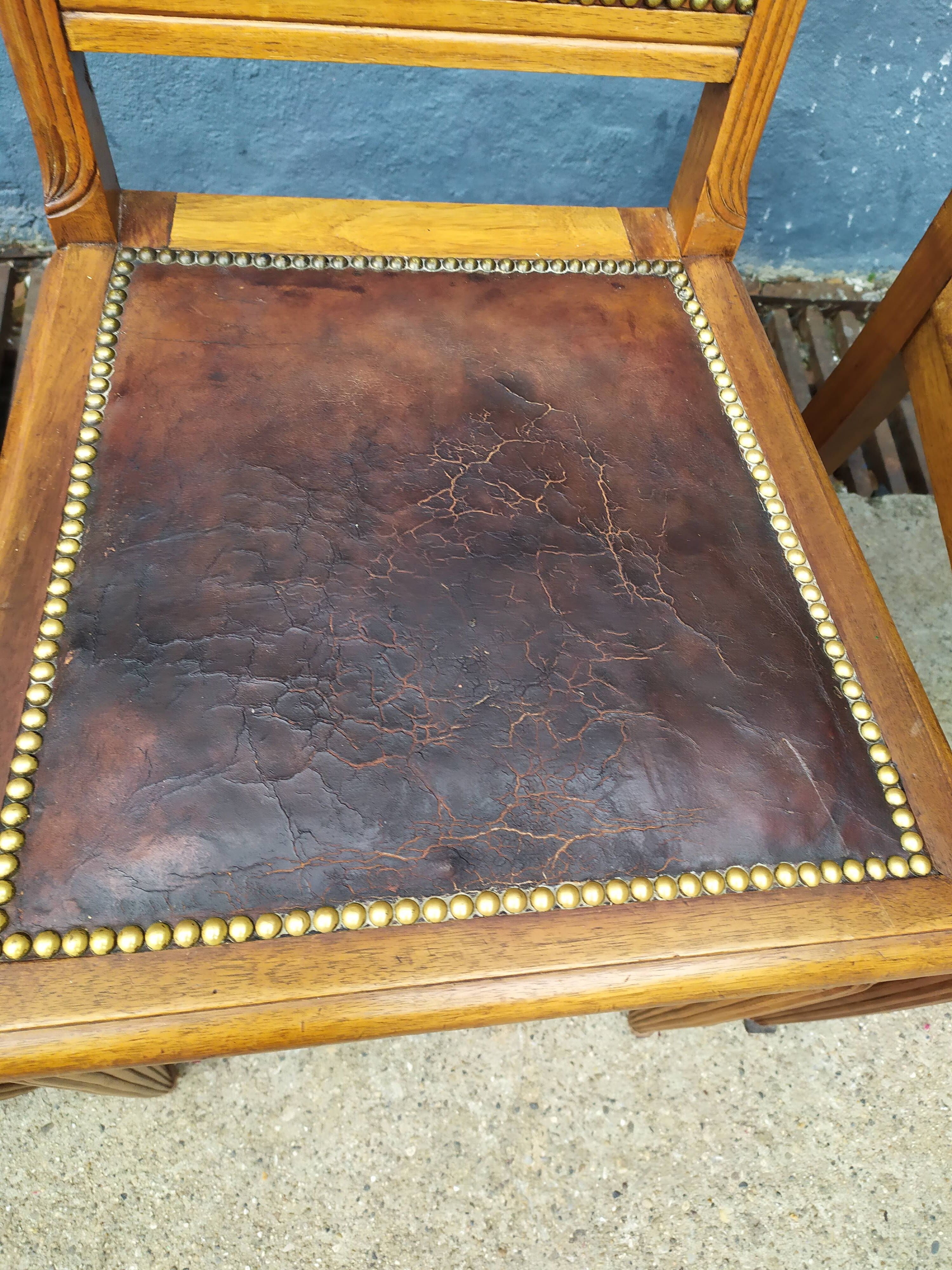 Series of 4 leather art deco chairs 1925