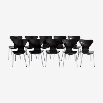 Set of 10 chairs "Butterfly" series 3107 by Arne Jacobsen for Fritz Hansen