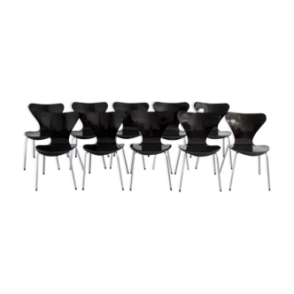 Set of 10 chairs "Butterfly" series 3107 by Arne Jacobsen for Fritz Hansen