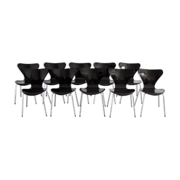 Set of 10 chairs "Butterfly" series 3107 by Arne Jacobsen for Fritz Hansen